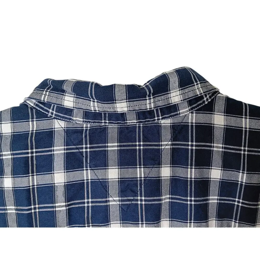 Tommy Hilfiger XXL Custom Fit Blue White Plaid Button Down Shirt Cotton Casual - Picture 13 of 16